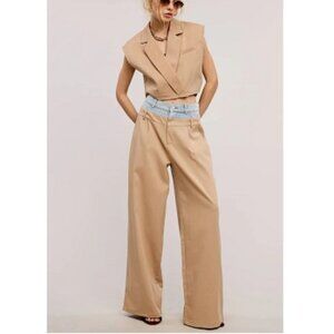 Contrast Denim Waistband Pants and Vest NWT, Size M